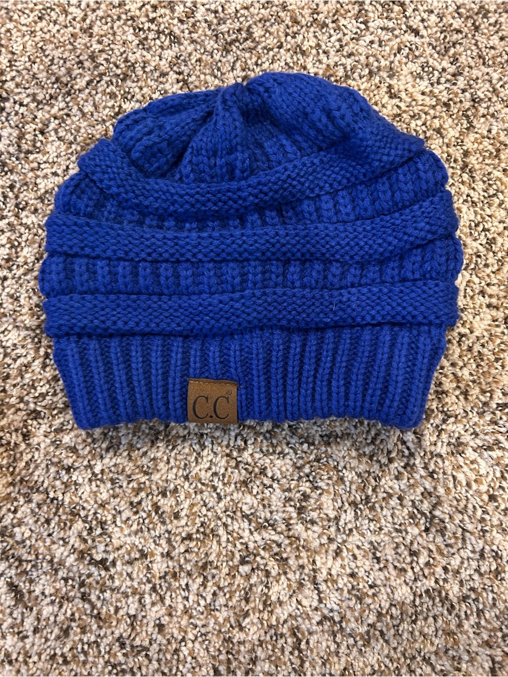 C.C Cable Knit Beanie in Blue